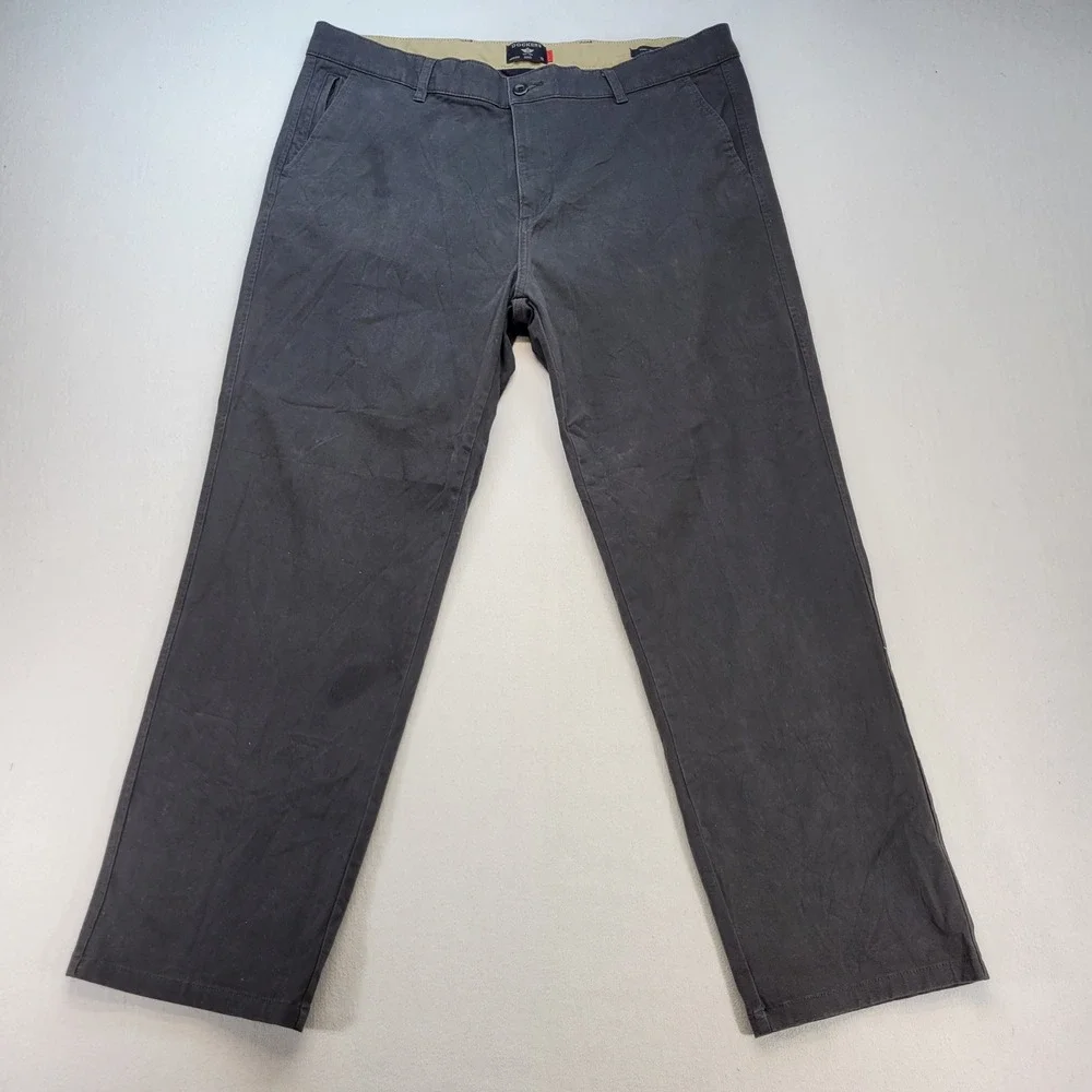 Dockers Chino Pants Mens 38x29 Charcoal Gray Straight Smart 360 Flex Stretch - Picture 1 of 13